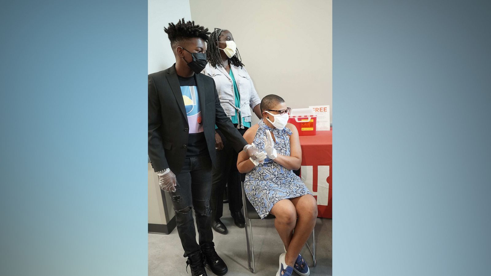 PHOTO: Sheletta Brundidge received the COVID-19 vaccine in Minnesota, on Aug. 13, 2021.