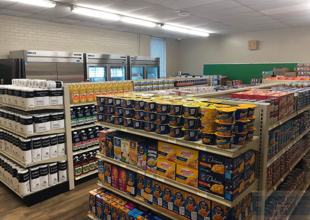 PHOTO: Stocked shelves at the student-run grocery store in Sanger, Texas.