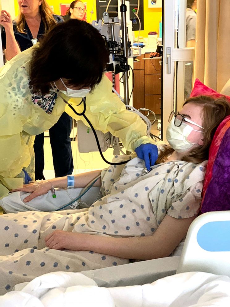 PHOTO: Ava Shepperd, 14, is seen laying in a hospital bed in May 2019 at University Hospital in San Antonio, Texas.