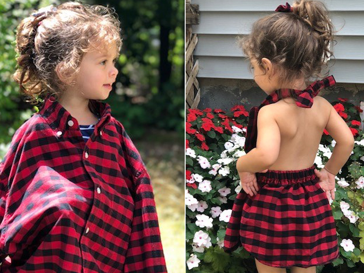PHOTO: Carli Grant of New Hampshire, launched a new business to create kids' clothing out of other garments that customers send her after she had made a dress for her daughter Amelia, 2, out of her husband's button-down shirt.