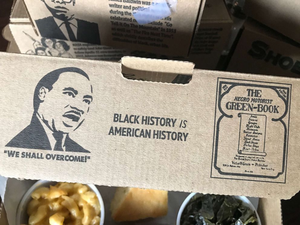PHOTO: Beans & Cornbread restaurant in Detroit serves "shoebox lunches" with black history facts about figures from The Negro Motorist Green Book and Freedom Riders.