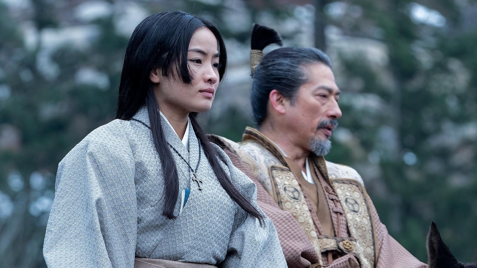 PHOTO: Anna Sawai, left, and Hiroyuki Sanada are seen in a still from the FX show "Shogun."