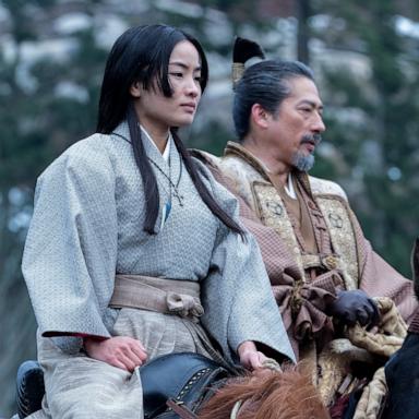 PHOTO: Anna Sawai, left, and Hiroyuki Sanada are seen in a still from the FX show "Shogun."