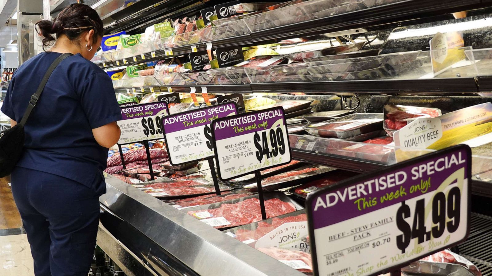 PHOTO: Beef is for sale in a grocery store, Sept. 13, 2022 in Los Angeles.