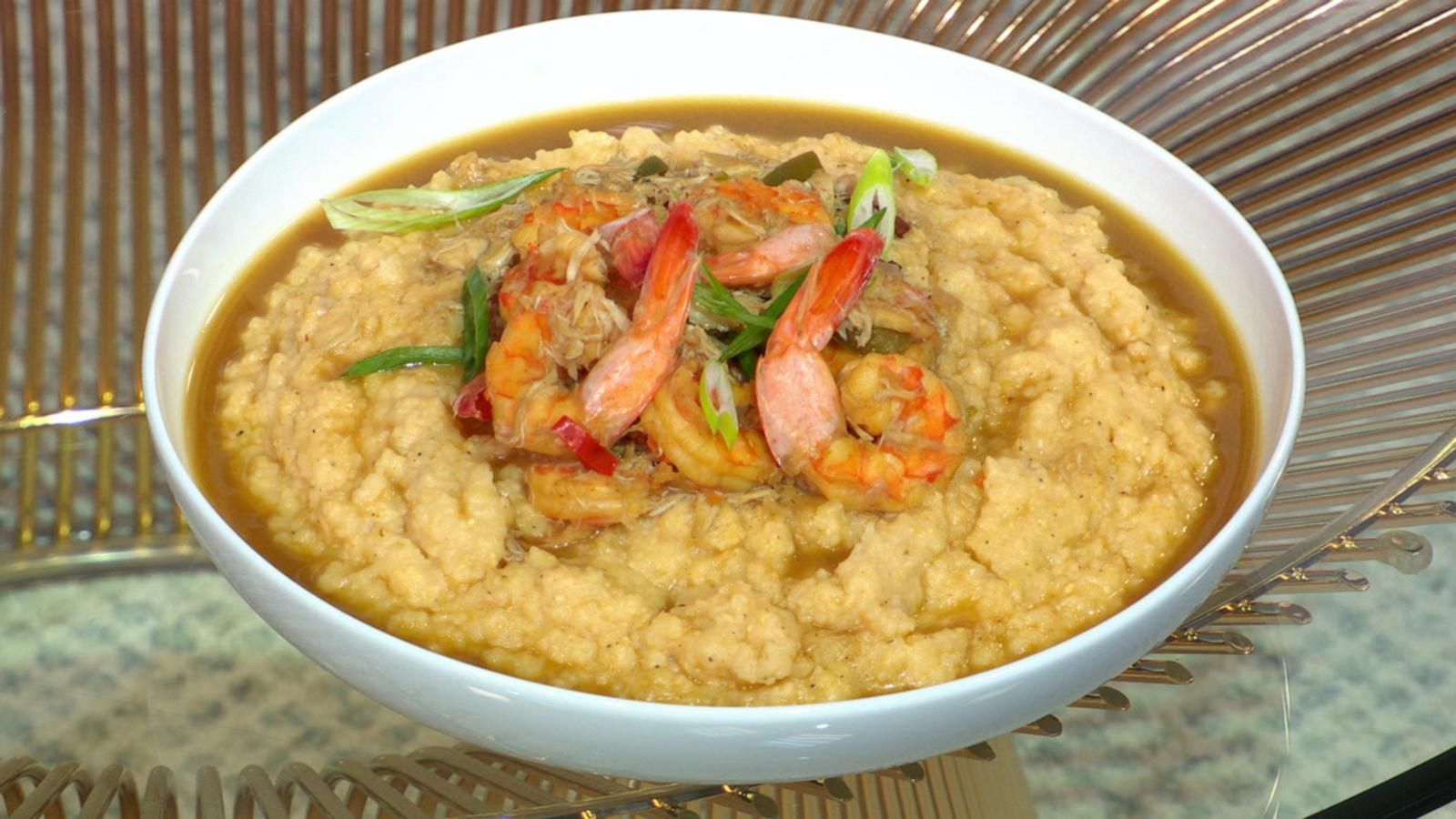 PHOTO: A bowl of shrimp and grits with crab gravy.