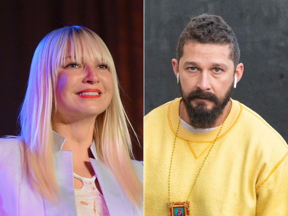 PHOTO: Left, singer Sia performs on stage at The Beverly Hilton Hotel, March 29, 2014. Right, Shia LaBeouf is seen in Los Angeles for the "Jimmy Kimmel Live," on Nov. 6, 2019.