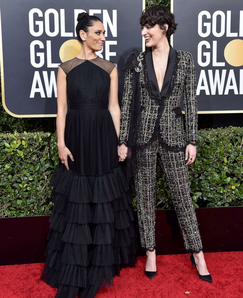 PHOTO: Sian Clifford and Phoebe Waller-Bridge pose on the red carpet at the 77th Annual Golden Globe Awards at The Beverly Hilton Hotel on Jan. 05, 2020, in Beverly Hills, Calif.