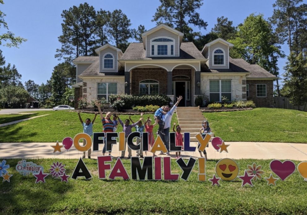 PHOTO: On May 6, 2020, Andi and Thomas Bonura of Texas, officially adopted five siblings who were separated in foster care. 