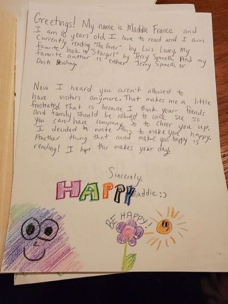 PHOTO: Mom Vanessa France of Westminister, Massachusetts, said her four children have been busy at work drawing pictures and writing well wishes to people in nursing homes around the state amid the coronavirus crisis.