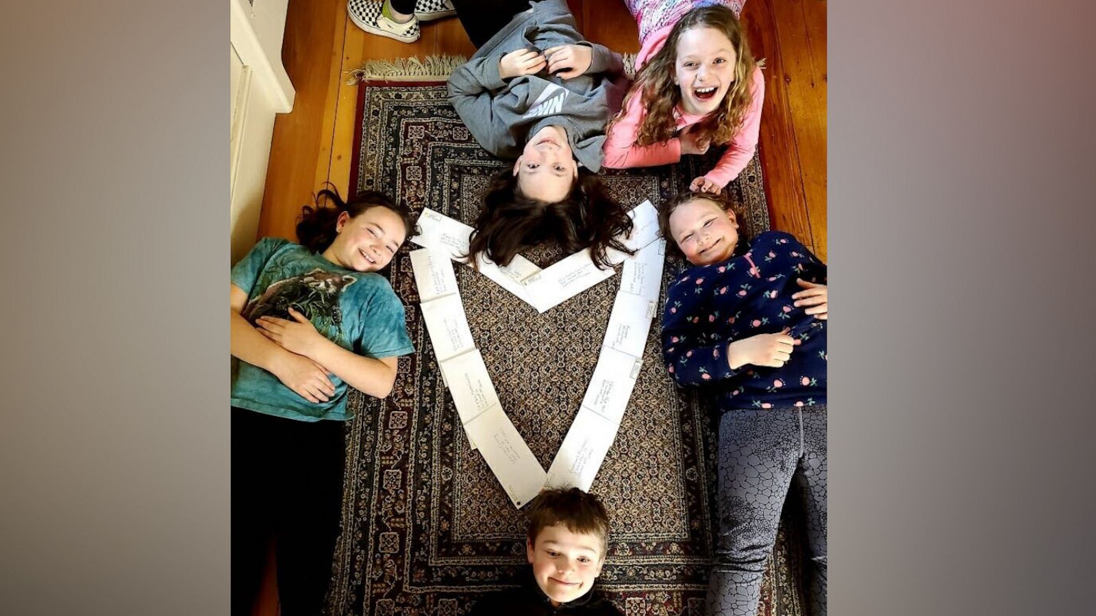 PHOTO: While schools are closed during the coronavirus crisis, Madilyn, 10, Olivia, 9, Cameron, 7 and Jack France, 4, have been busy at work drawing pictures and writing well wishes to people in nursing homes around Massachusetts.