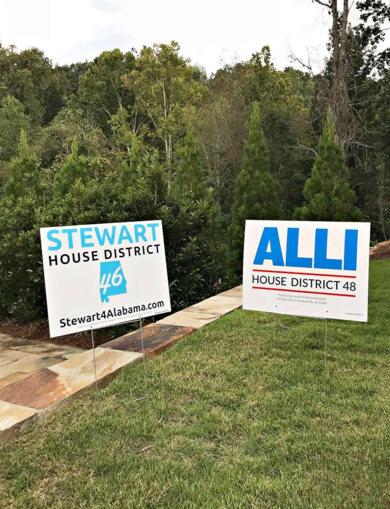 PHOTO: Signs in support of Felicia Stewart and Alli Summerford's campaigns in Birmingham.