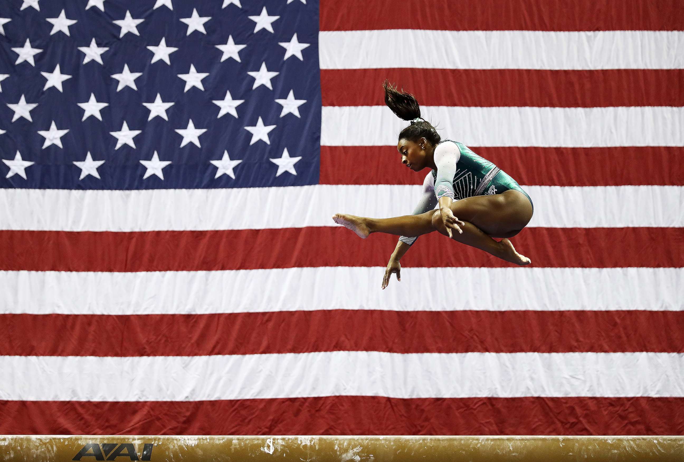 PHOTO: Simone Biles competes on the balance beam during the Senior Women's competition of the 2019 U.S. Gymnastics Championships at the Sprint Center on August 09, 2019, in Kansas City, Missouri.