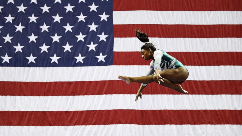 PHOTO: Simone Biles competes on the balance beam during the Senior Women's competition of the 2019 U.S. Gymnastics Championships at the Sprint Center on August 09, 2019, in Kansas City, Missouri.