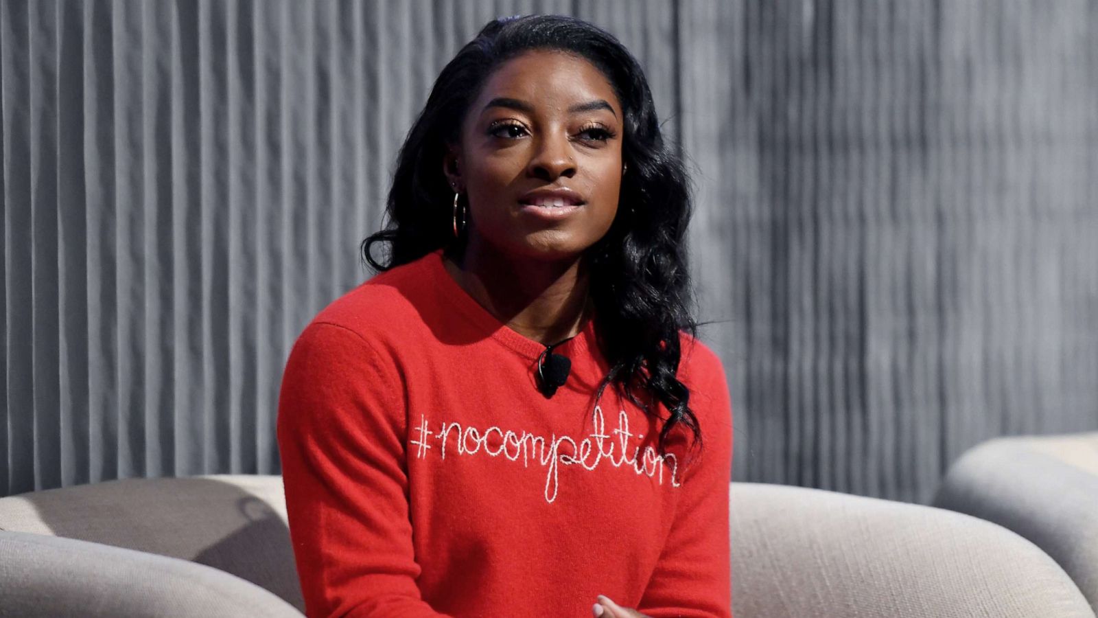 PHOTO: Simone Biles speaks at an event on March 4, 2020, in New York City.