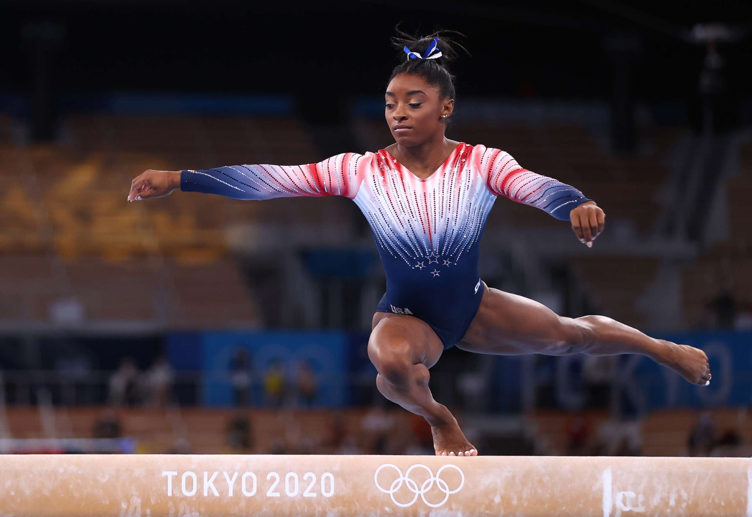 PHOTO: Simone Biles performs on the balance beam during the Tokyo 2020 Olympics on Aug. 3, 2021, in Tokyo.
