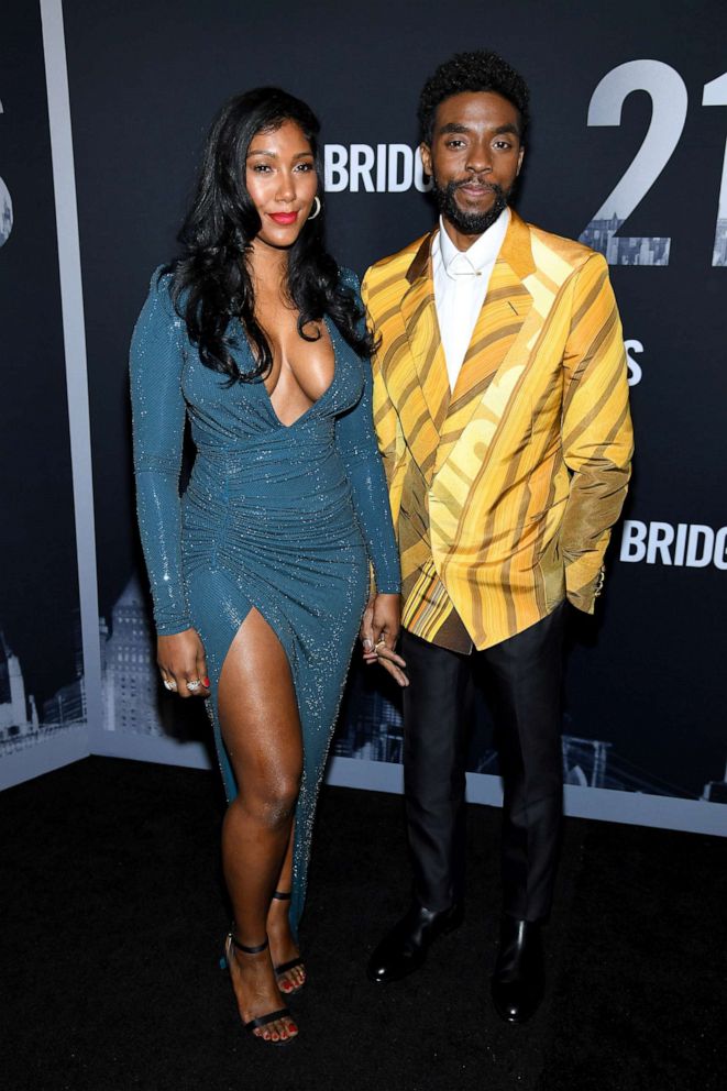 PHOTO: Taylor Simone Ledward and Chadwick Boseman attend the "21 Bridges" New York Screening at AMC Lincoln Square Theater on November 19, 2019 in New York City.