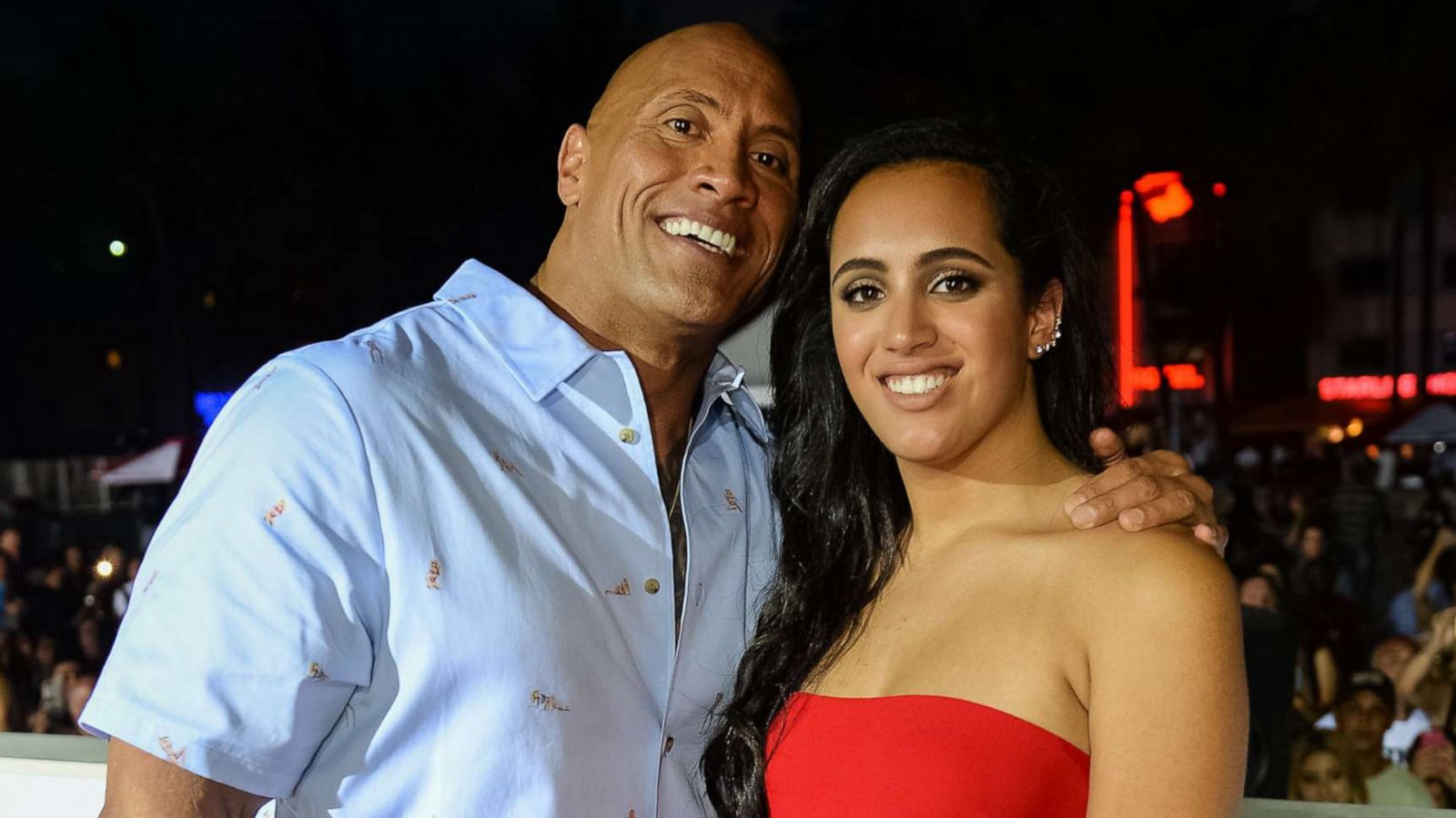 PHOTO: Dwayne Johnson and daughter Simone Johnson attend an event in Miami, May 13, 2017.