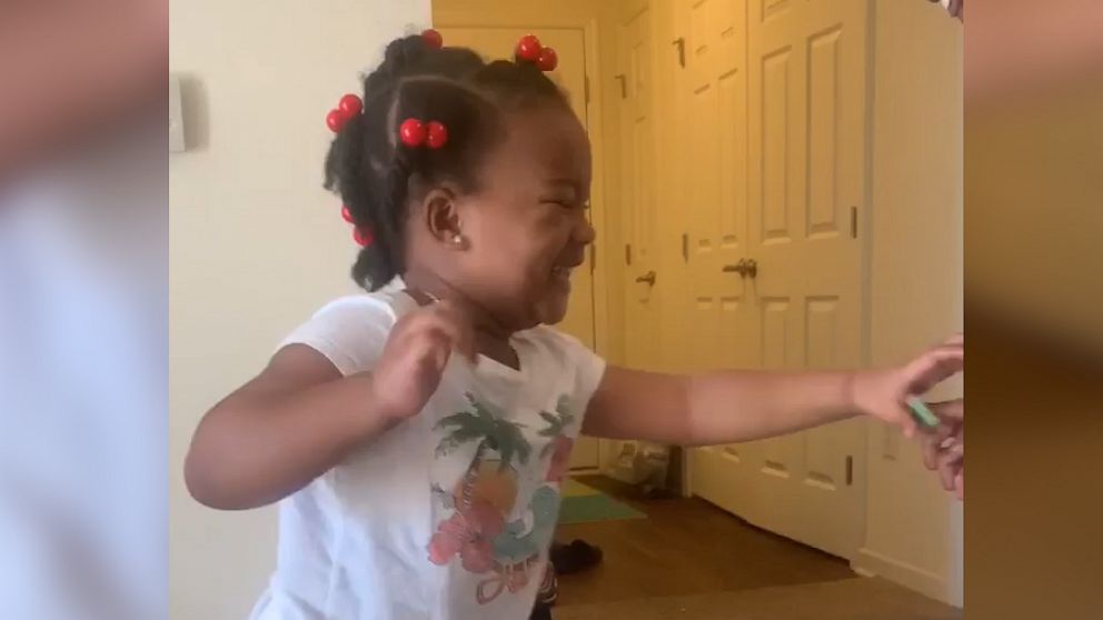 PHOTO: Shanell Jones of Fayetteville, North Carolina, shared footage onto Facebook of 4-year-old Kinley's progress in taking her first steps. Nearly 3 million have viewed the moment.