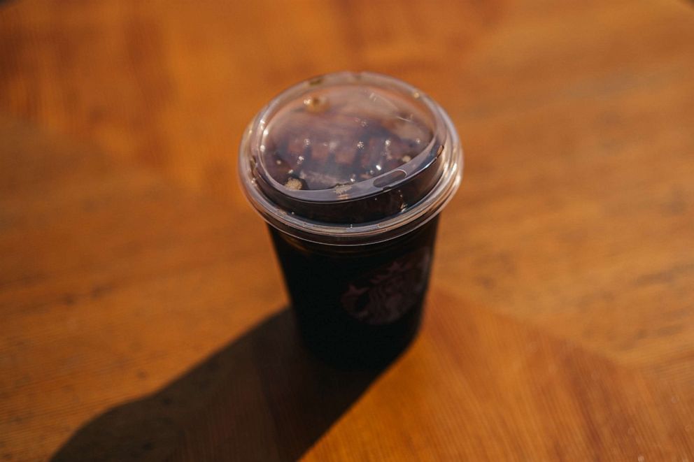 PHOTO: An iced coffee from Starbucks with a strawless recyclable lid. 