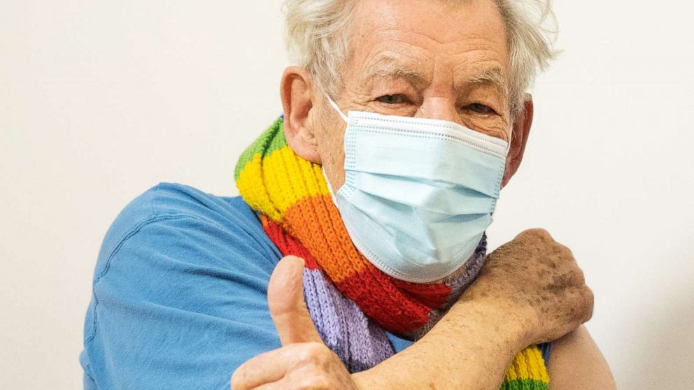 "I'm a bit euphoric, actually," actor Ian McKellen said after receiving the coronavirus vaccine at Queen Mary’s University Hospital in London.