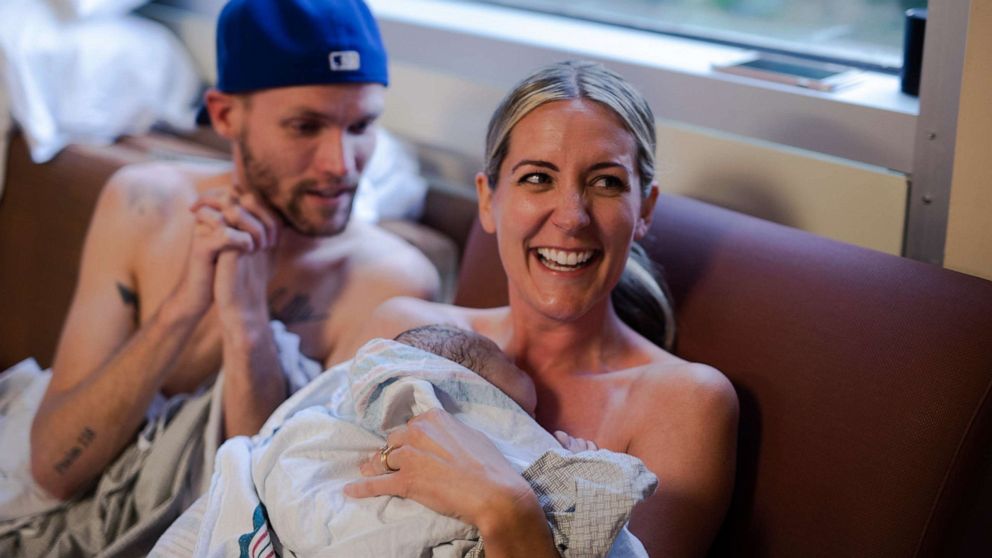 PHOTO: In this undated photo, Hollie Jo and Joe Hepler bond with their son after his birth.
