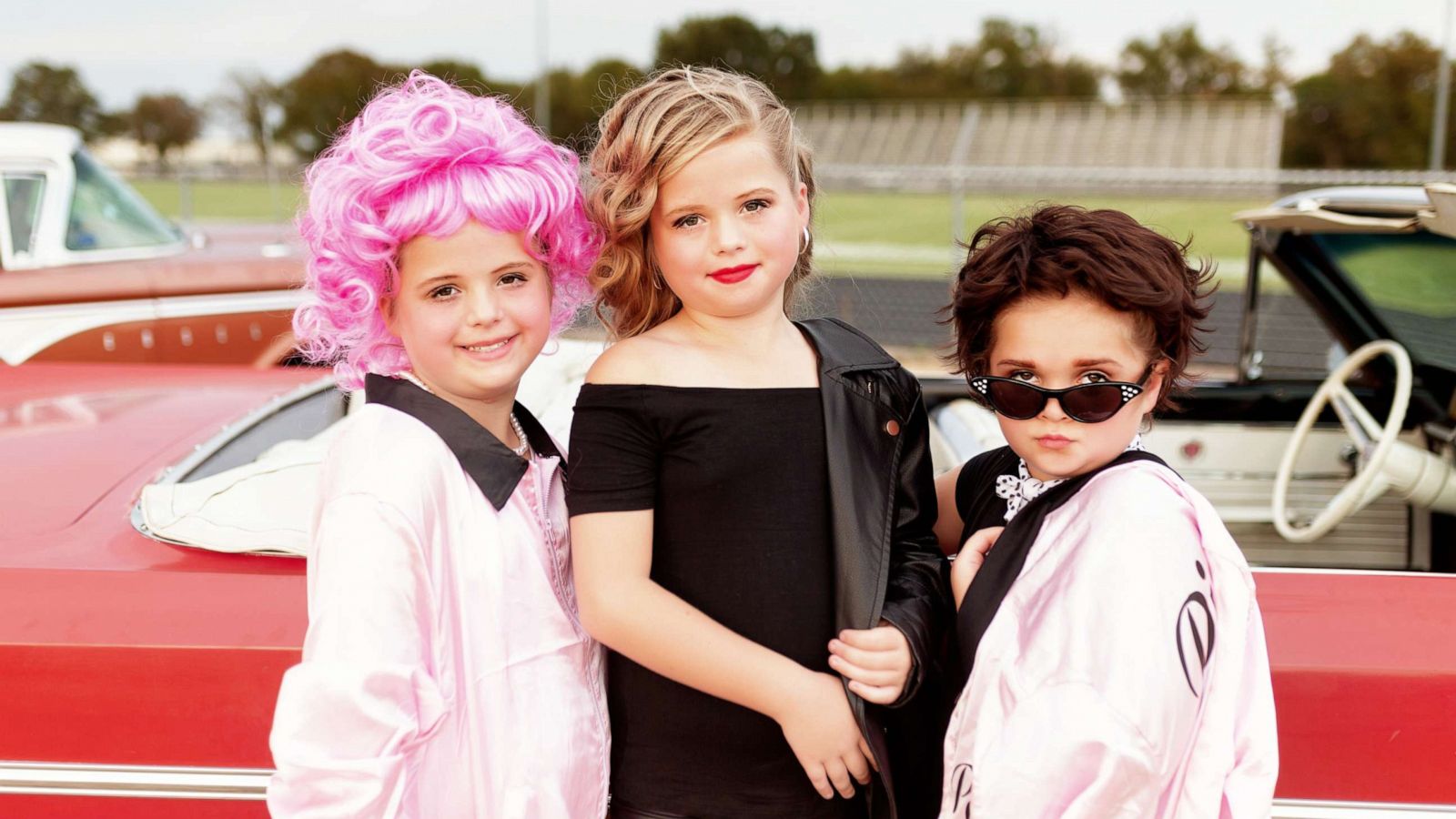 PHOTO: Landri Grabenstein, 7, and her sisters, twins Alli and Maddi Grabenstein, both 9, posed in a 50's-style photo shoot as they transformed into the women of the 1978 film, "Grease."