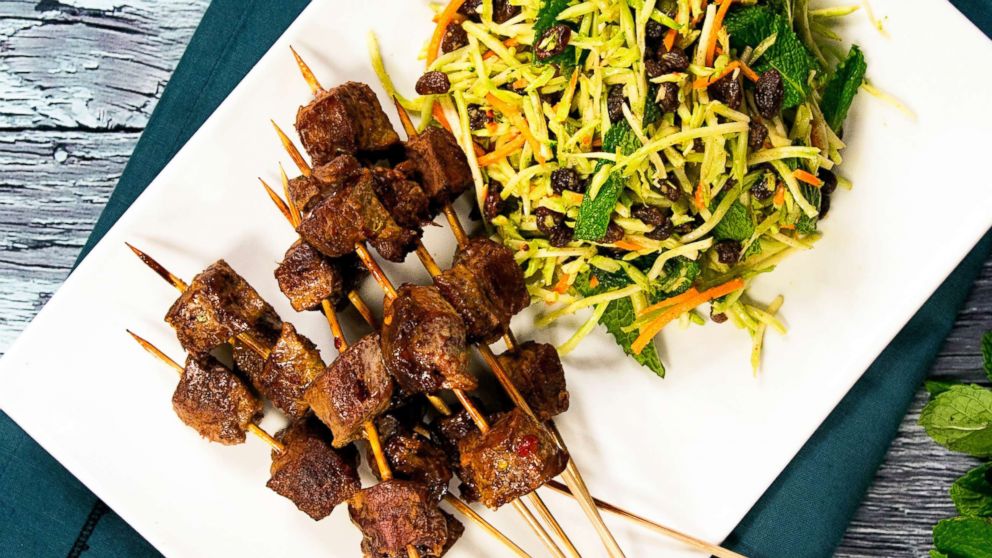 PHOTO: Daphne Oz shares her recipe for coconut beef skewers with broccoli slaw.