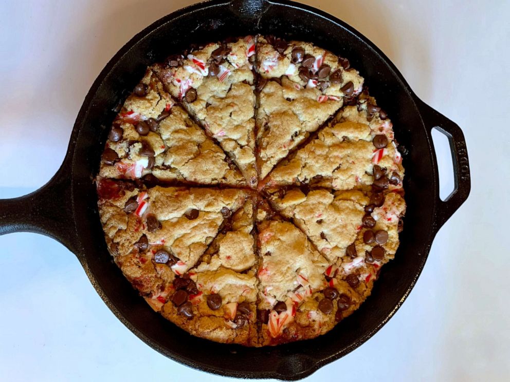 PHOTO: A candy cane and chocolate chip skillet cookie.