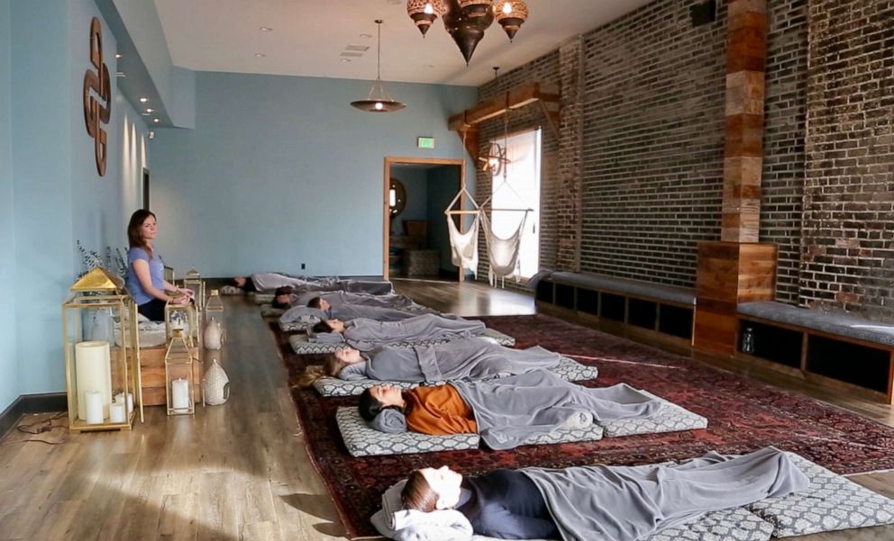 PHOTO: A Yoga Nidra sleep class at The DEN Meditation in Los Angeles, California, on November 13, 2019.