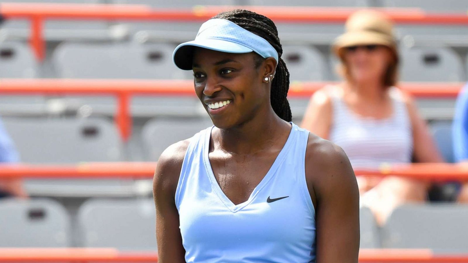 PHOTO: Sloane Stephens looks on during the Women's Singles second round match against Aryna Sabalenka of Belarus on day three of the National Bank Open, Aug. 11, 2021 in Montreal, Canada.