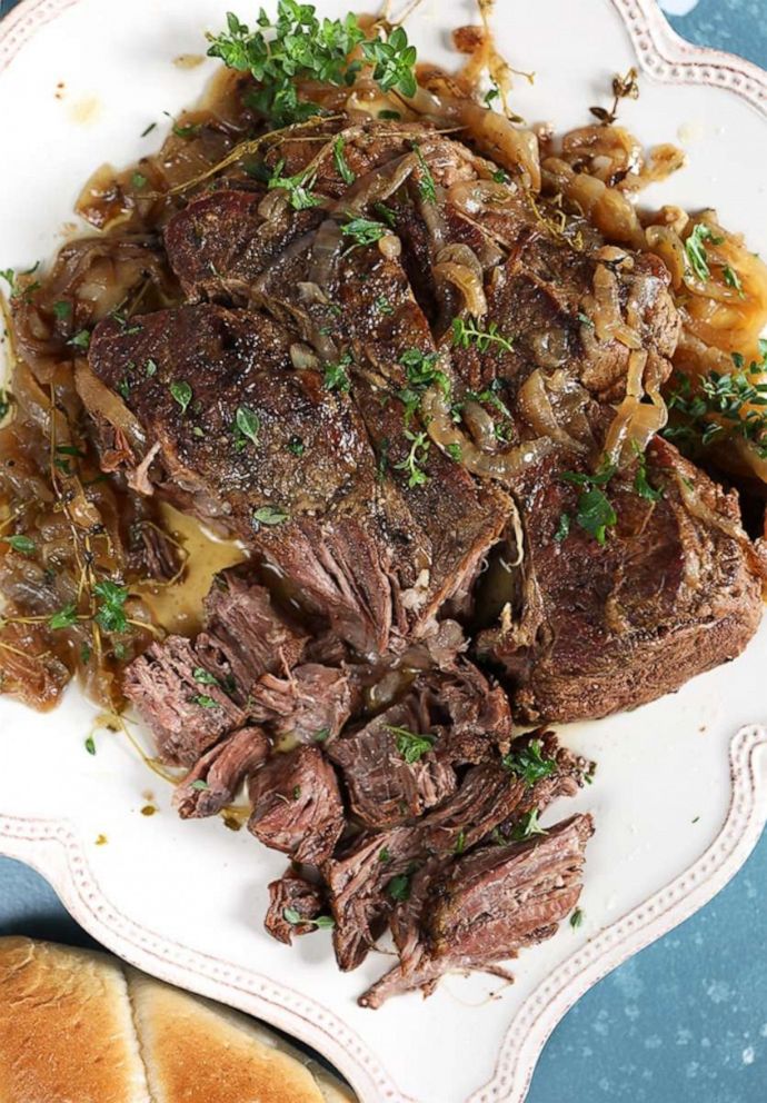 PHOTO: Slow cooker braised chuck roast for French dip sandwiches.