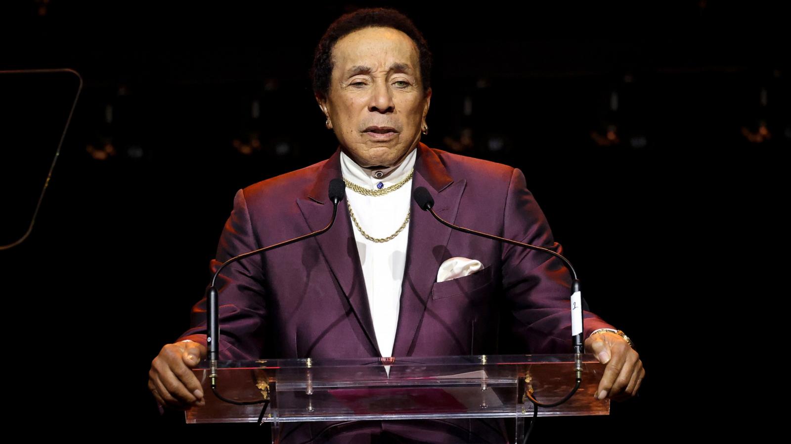 PHOTO: Smokey Robinson speaks onstage during the 10th annual Hollywood Beauty Awards at Avalon Hollywood & Bardot, on April 6, 2025, in Los Angeles.