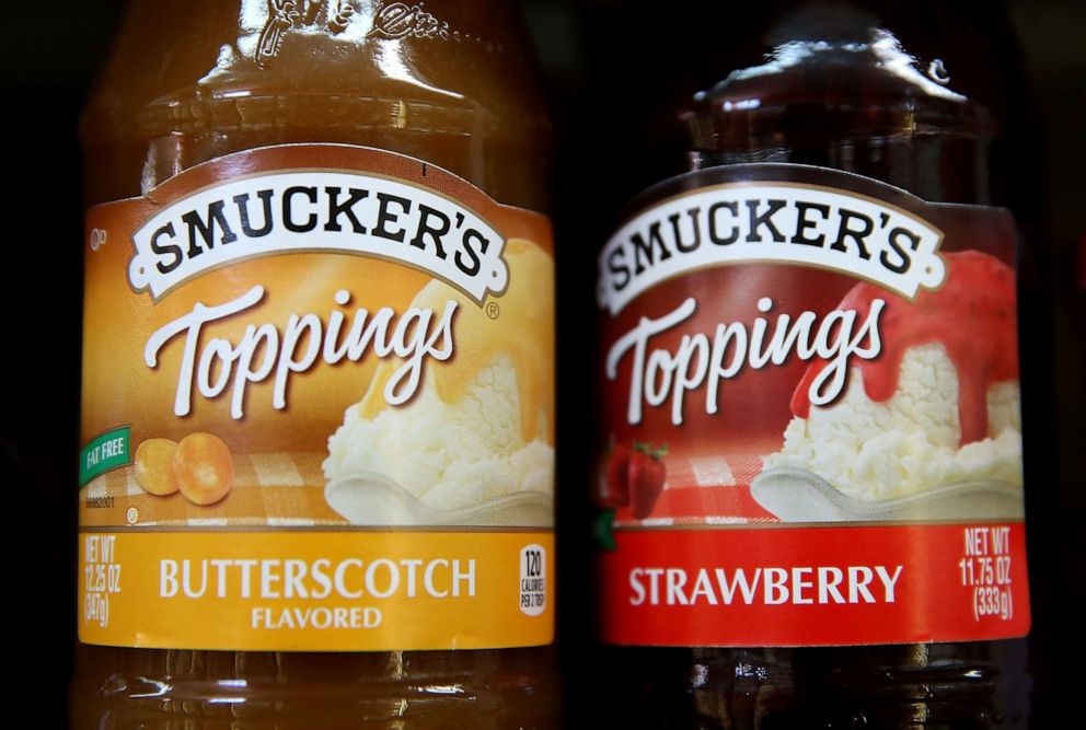 PHOTO: Smuckers fruit products are displayed on a shelf at a grocery store, June 5, 2014, in San Rafael, Calif.