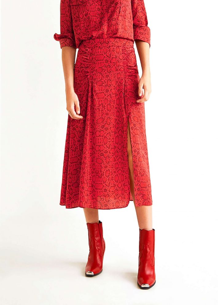 PHOTO: Style Hint: The thing we love about animal prints now is that they've arrived in eye-catching colors, like this skirt and blouse combo in fiery red.