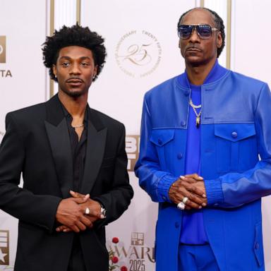 PHOTO: Jonathan Daviss, and Snoop Dogg arrive at the 2025 BET Awards at Peacock Theater, on June 9, 2025, in Los Angeles.