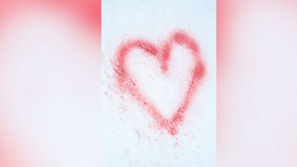 PHOTO: A Red heart sprayed in snow is pictured in this undated stock photo.