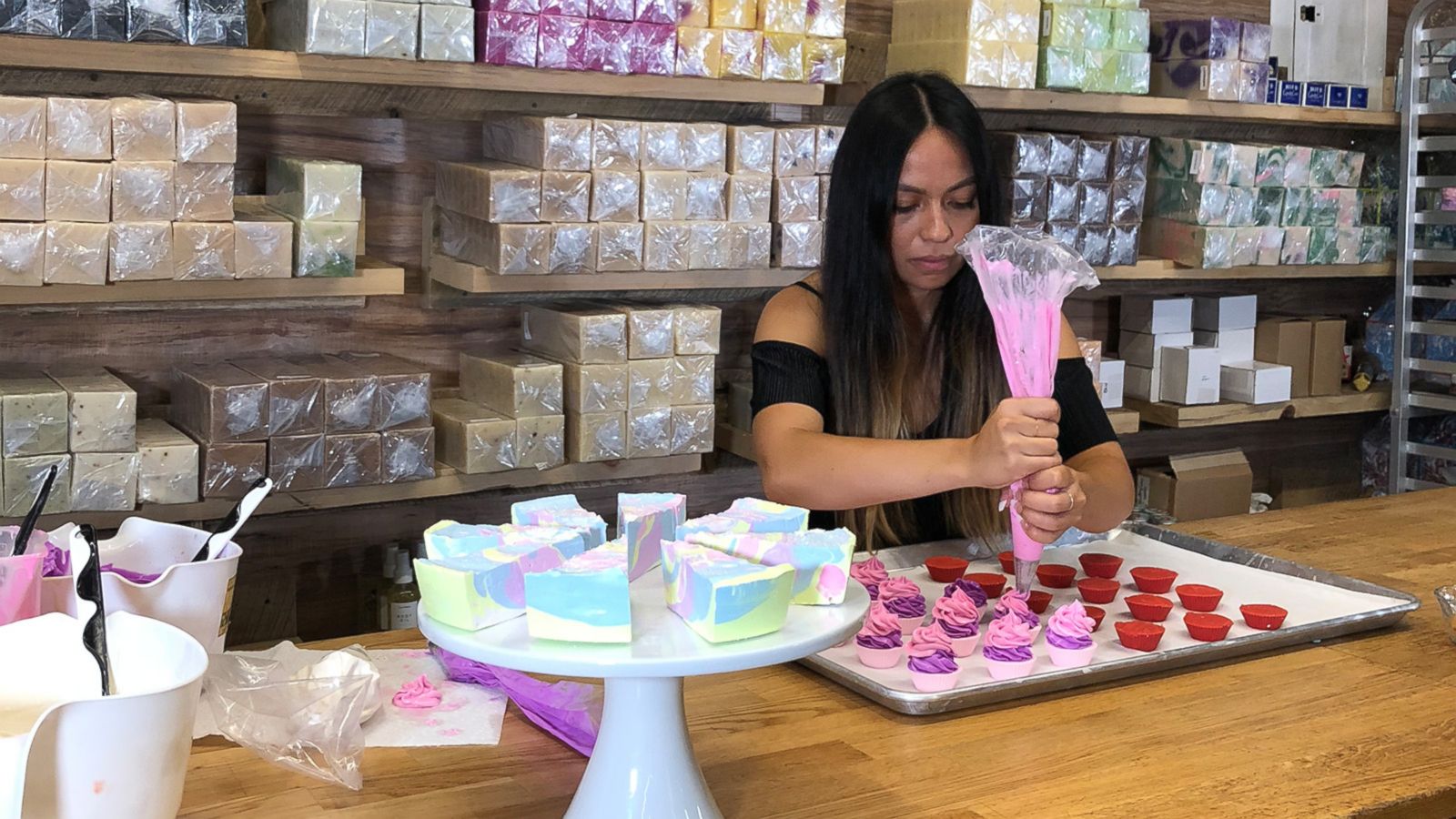 PHOTO: Founder of Soap Cherie, Jennifer Kashman, making her incredible soaps.