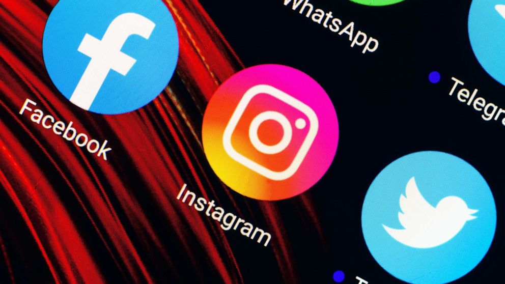 PHOTO: In this photo illustration the Facebook, Instagram and Twitter app icons are seen displayed on a smartphone screen.