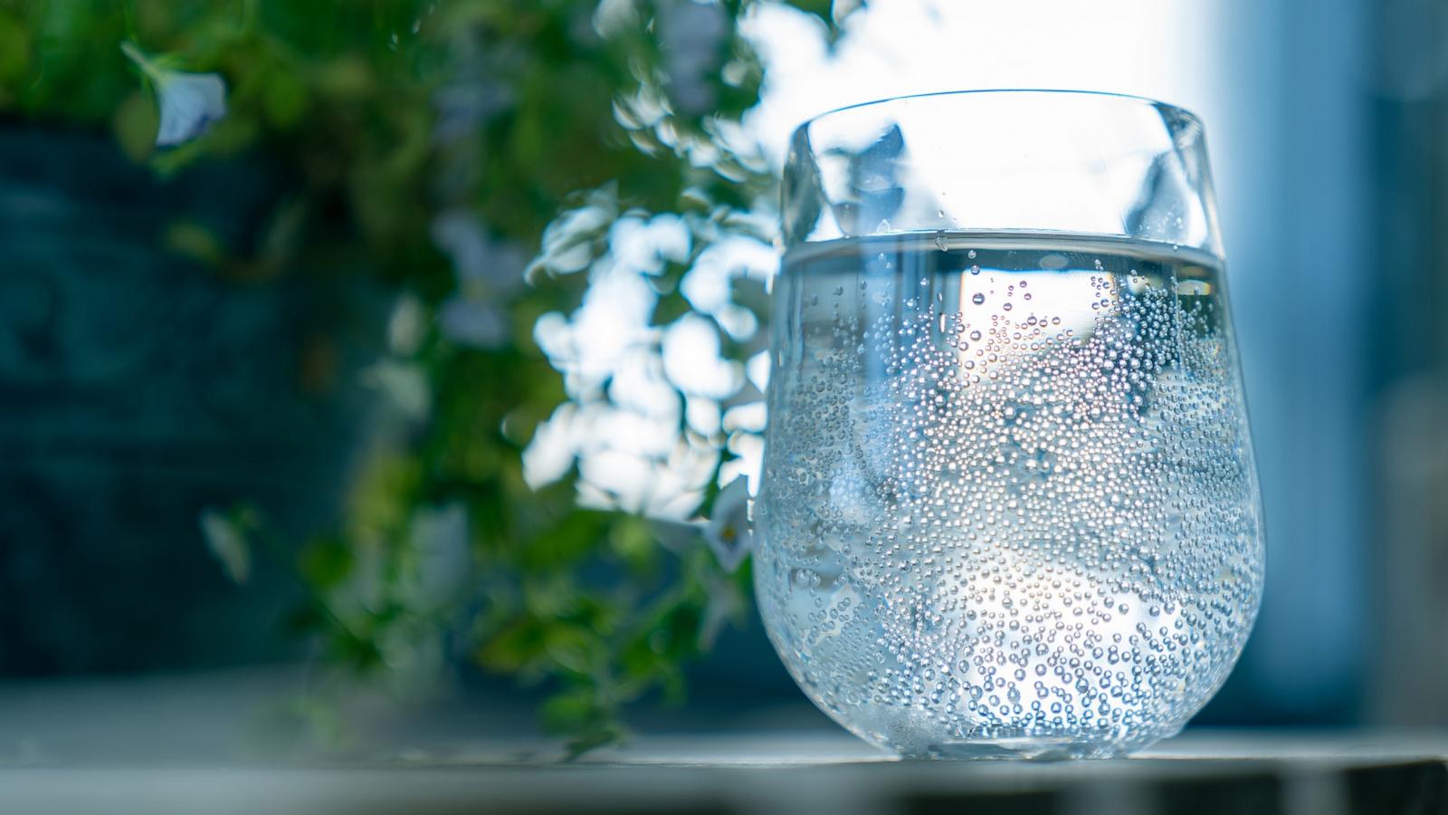 PHOTO: In this undated stock photo, a glass of carbonated water is seen on a table.