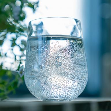 PHOTO: In this undated stock photo, a glass of carbonated water is seen on a table.