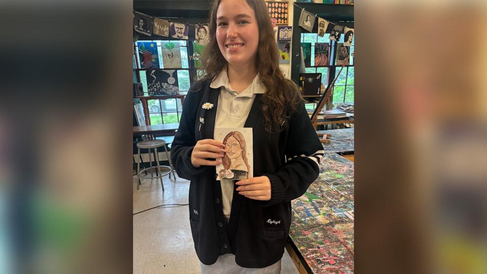 PHOTO: Sofia Nielsen, a senior at Notre Dame Academy in Staten Island, New York, sketched portraits of 110 of her fellow graduating students as a commencement gift.