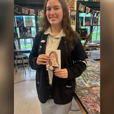 PHOTO: Sofia Nielsen, a senior at Notre Dame Academy in Staten Island, New York, sketched portraits of 110 of her fellow graduating students as a commencement gift.