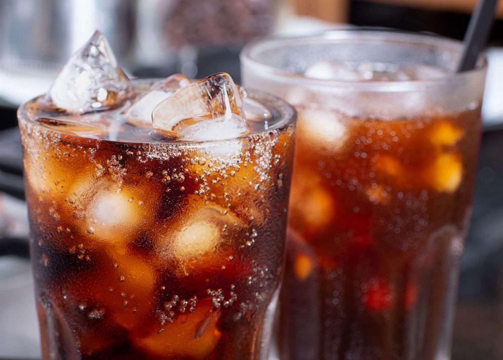 PHOTO: A glass of a soft drink with ice.