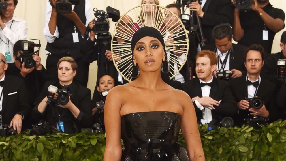 Solange Knowles attends the Heavenly Bodies: Fashion & The Catholic Imagination Costume Institute Gala at The Metropolitan Museum of Art, May 7, 2018, in NYC.