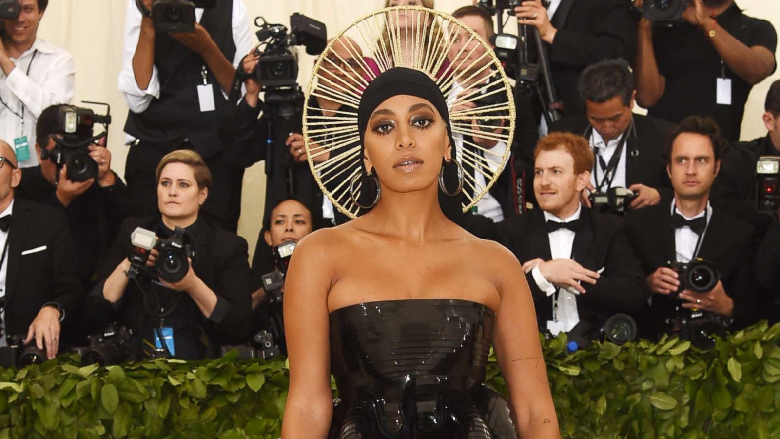 PHOTO: Solange Knowles attends the Heavenly Bodies: Fashion & The Catholic Imagination Costume Institute Gala at The Metropolitan Museum of Art, May 7, 2018, in NYC.