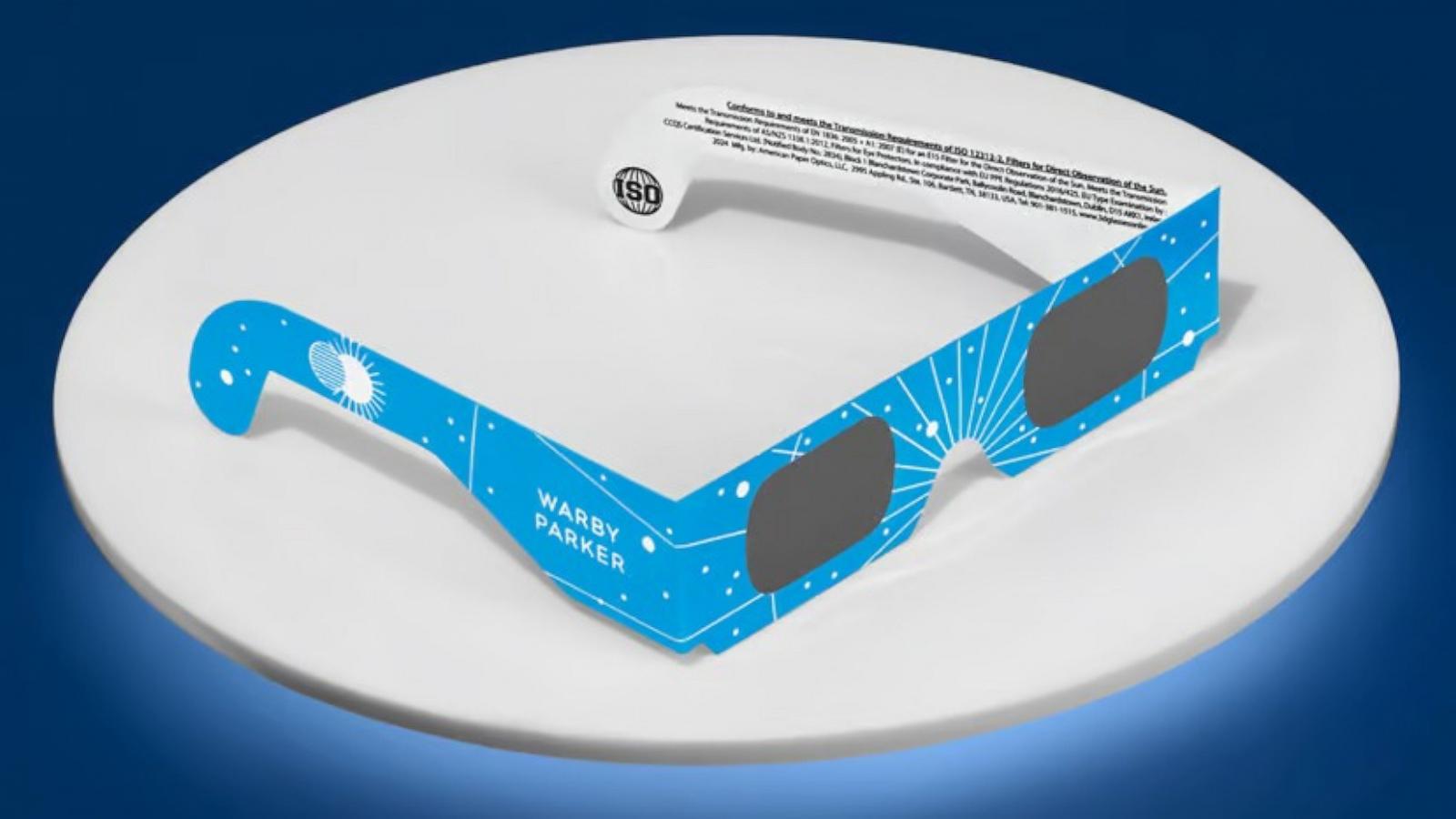 PHOTO: Warby Parker offers free ISO-certified eclipse glasses for April 8 total solar eclipse.