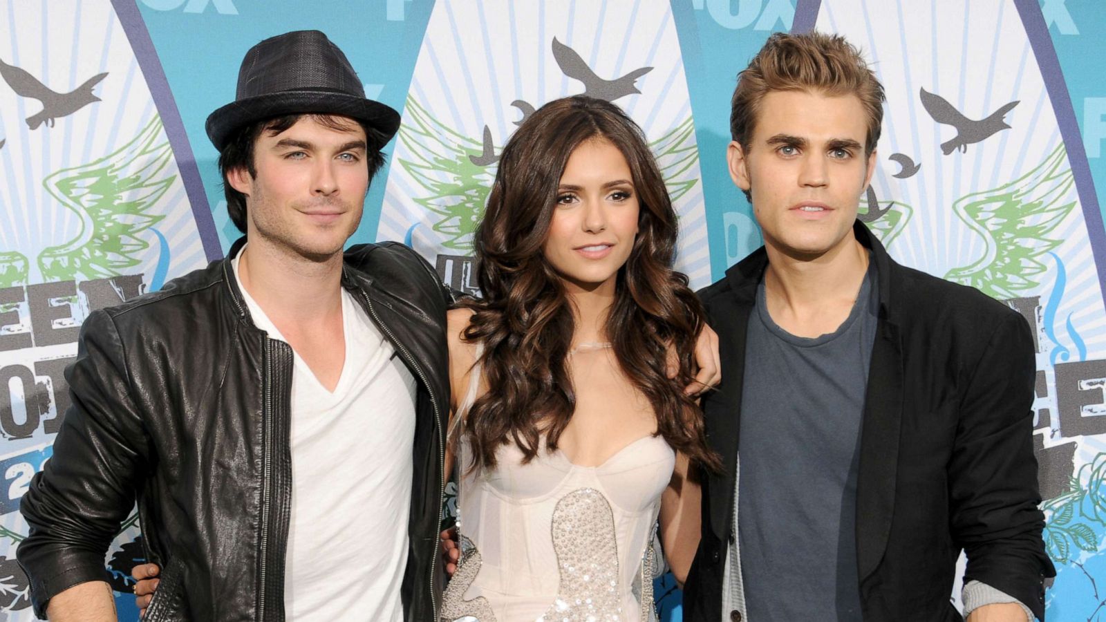 PHOTO: Ian Somerhalder, Nina Dobrev and Paul Wesley of "The Vampire Diaries" pose in the press room for Teen Choice 2010 held at the Gibson Amphitheatre, Aug. 8, 2010, in Universal City, Calif.