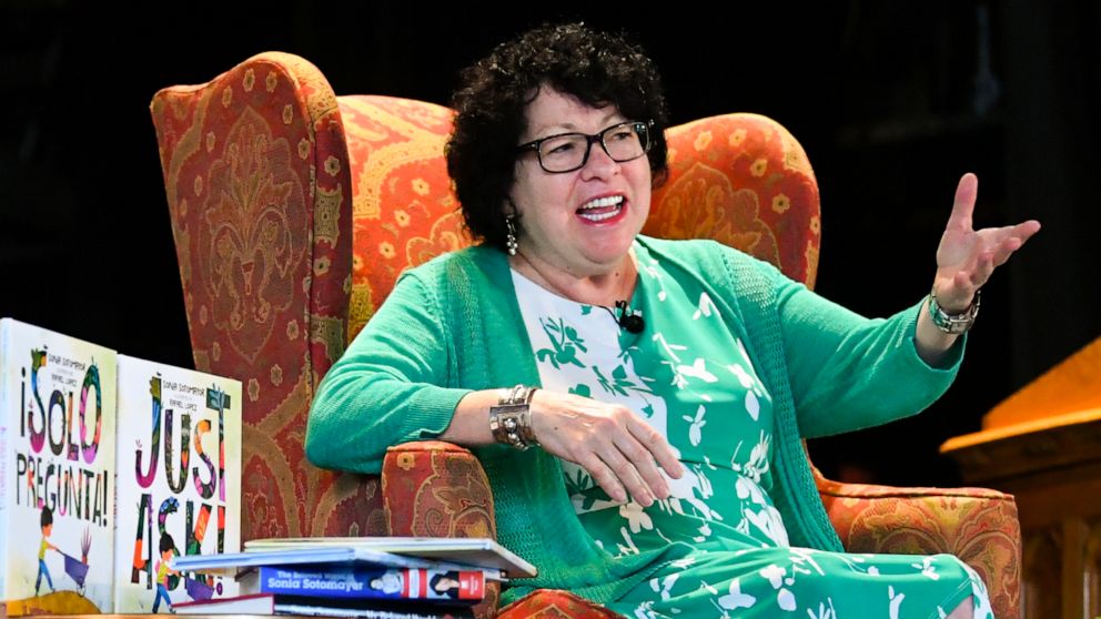 PHOTO: U.S. Supreme Court Justice Sonia Sotomayor addresses attendees of an event promoting her new children's book "Just Ask!" in Decatur, Ga., Sept. 1, 2019.
