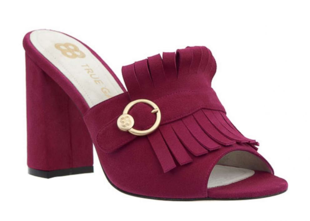 PHOTO: Berry Suede Fringed Mule