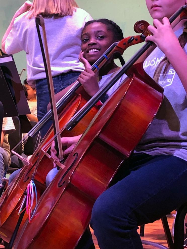 PHOTO: Sofia Halm plays cello for her school’s orchestra.